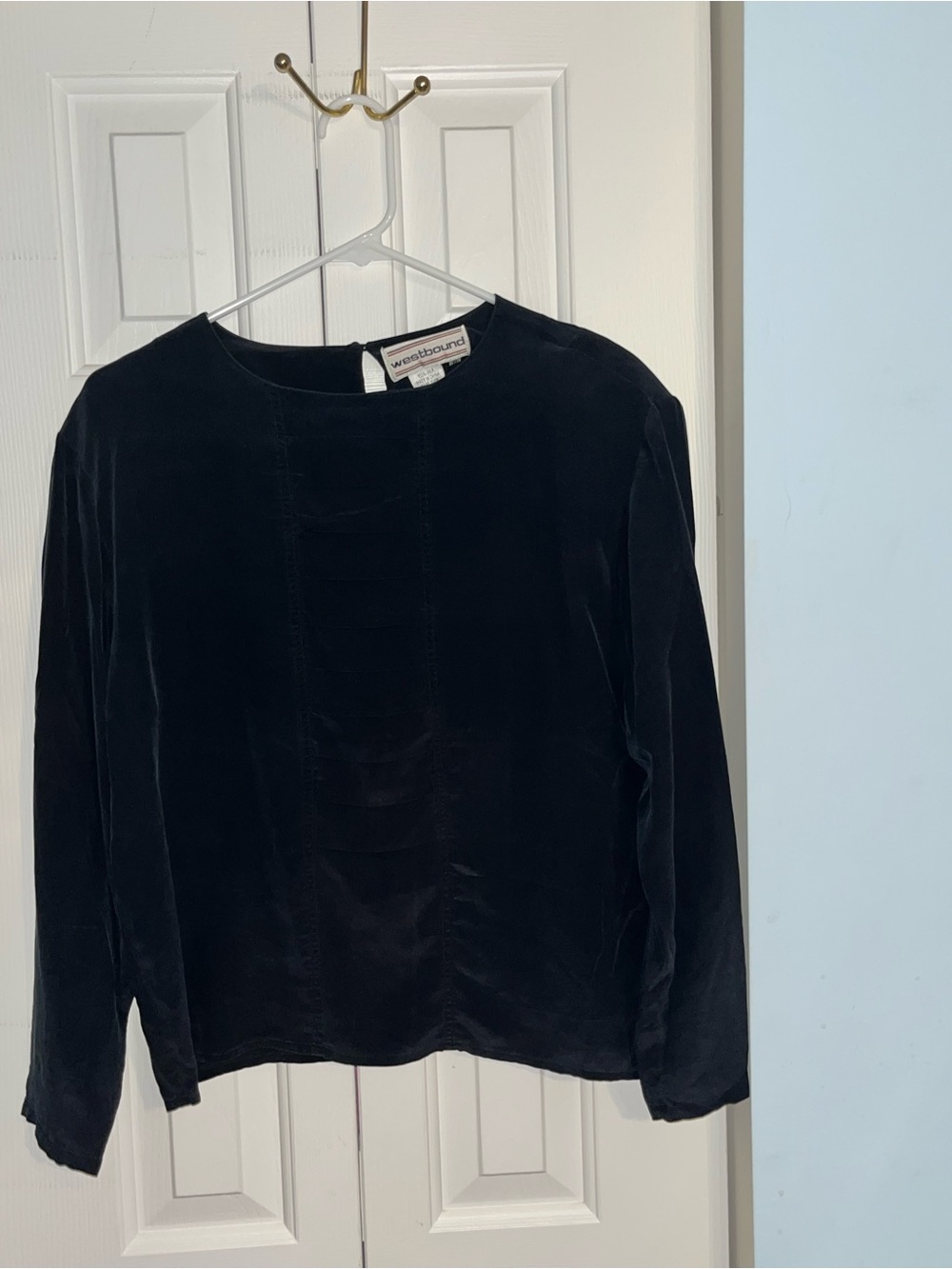 Westbound Black Silk Long-Sleeve Top
